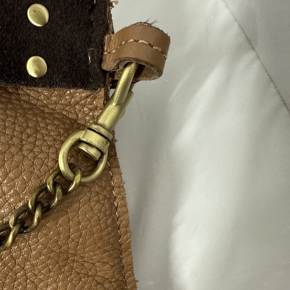 Jo Handbags Hobo Day Shopper Tan and Brown Pebbled Leather 17"x11"x4.5" - Picture 13 of 16